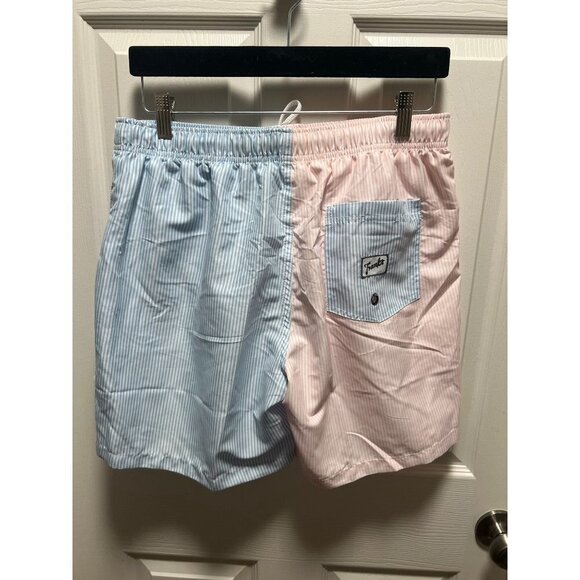 NEW Franks | Seersucker Blue Pink‎ White Men's Swim Shorts Sz XL - Picture 2 of 4